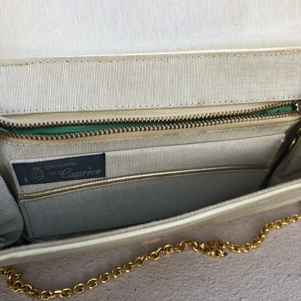 Caprice Original Leather Lizard Reptile Embossed Bag Clutch Purse Vintage 60s